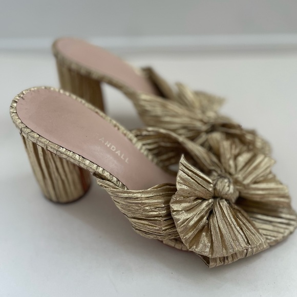 Loeffler Randall Penny Knotted Metallic Gold Mules 38 1/2 8 - Picture 3 of 6